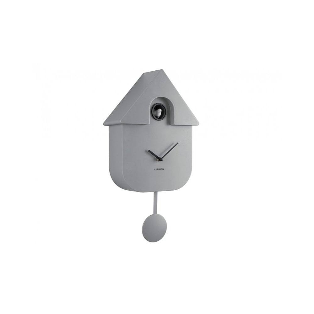 Karlsson Netherlands Modern Cuckoo Pendulum Wall Clock - Mouse Grey