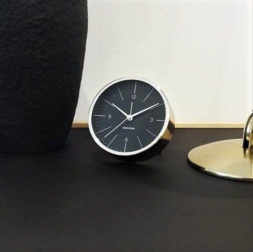 Karlsson Netherlands Normann Alarm Clock - Brushed Steel Black