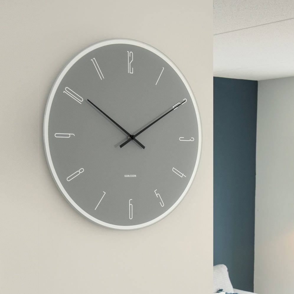 Karlsson Netherlands Numbers Glass Clock 40cm - Grey