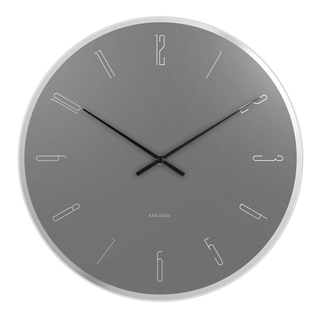 Karlsson Netherlands Numbers Glass Clock 40cm - Grey