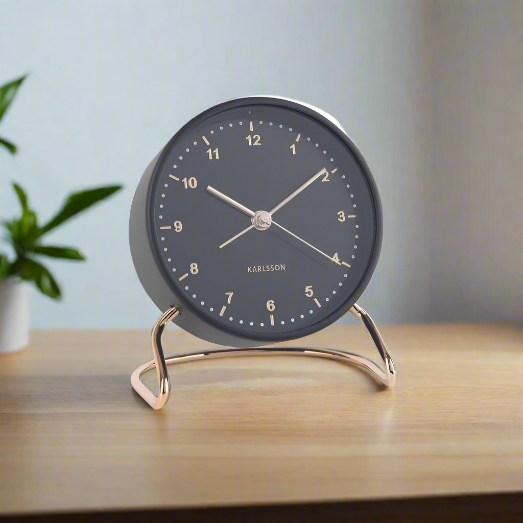 Stylish Numbers Alarm Clock - Black Gold