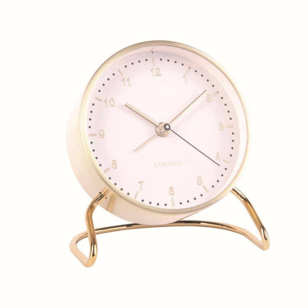 Karlsson Netherlands Stylish Numbers Alarm Clock - White Gold