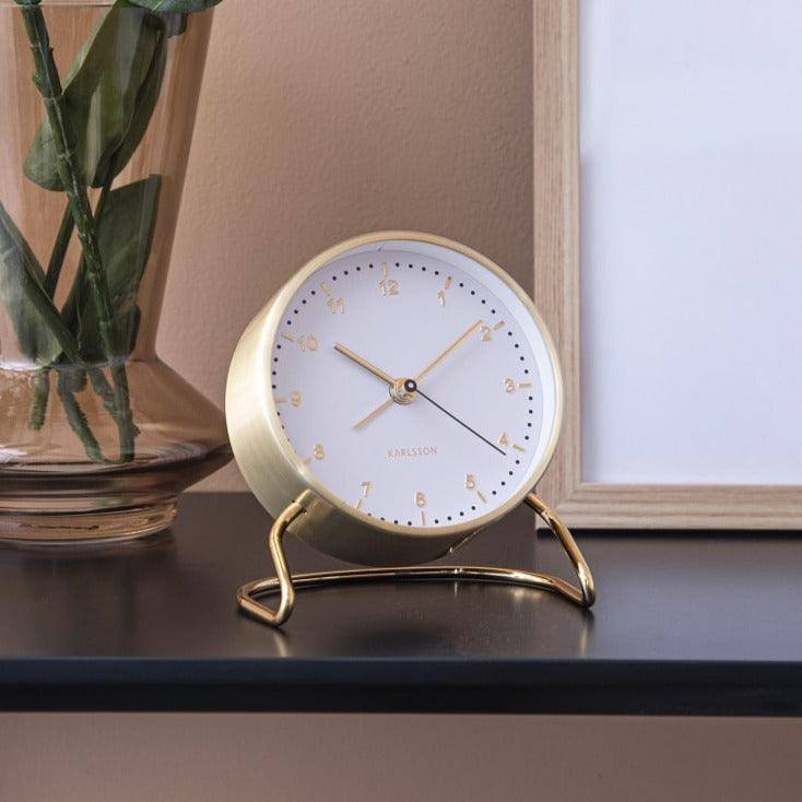 Karlsson Netherlands Stylish Numbers Alarm Clock - White Gold