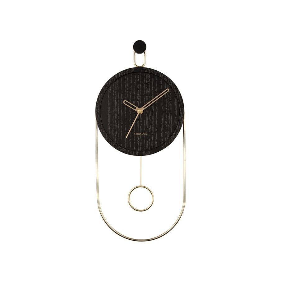 Karlsson Netherlands Swing Pendulum Wall Clock - Black Wood