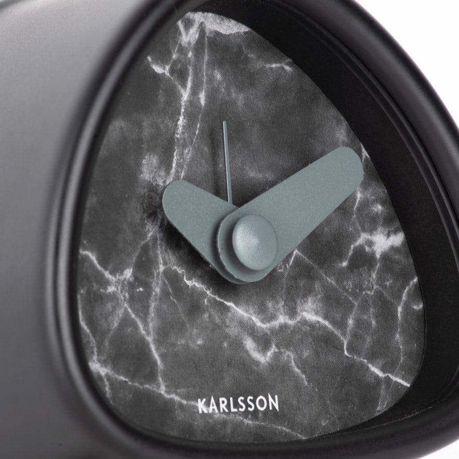 Karlsson Netherlands Triangular Mini Alarm Clock - Black Marble