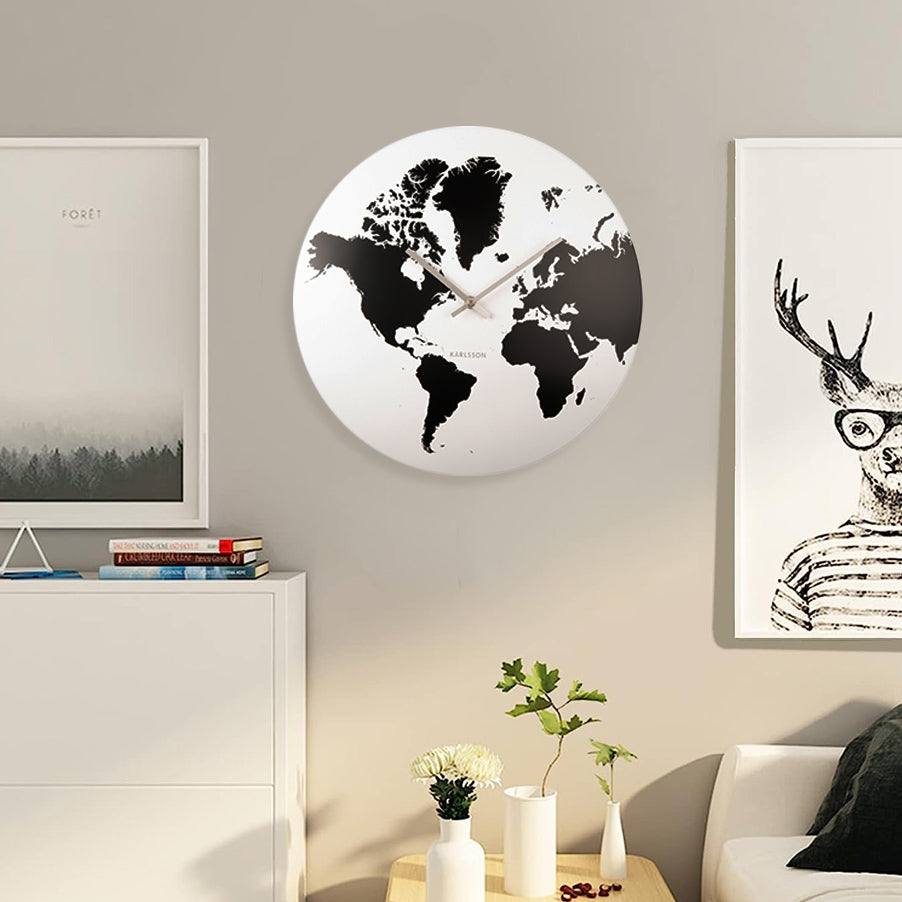 Karlsson Netherlands World Map Metal Wall Clock 39cm - White