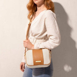 Katie Loxton Amalfi Canvas Crossbody Bag - Cream & Light Brown