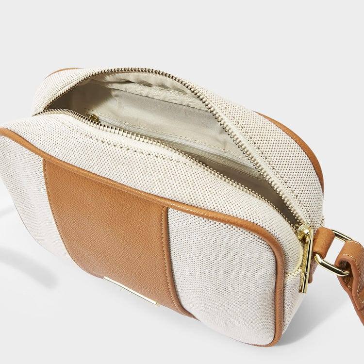 Katie Loxton Amalfi Canvas Crossbody Bag - Cream & Light Brown