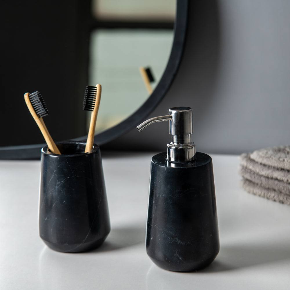 Kleine Wolke Carrara Toothbrush Tumbler - Black Marble