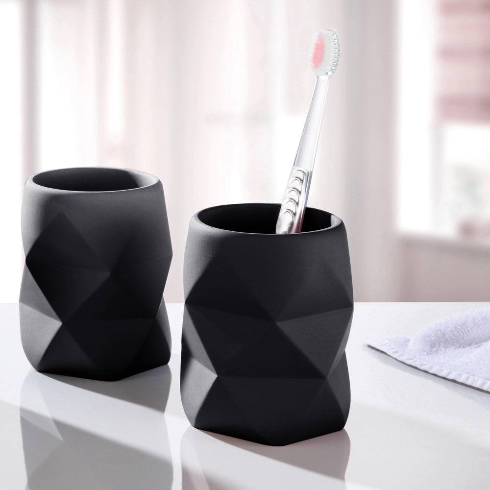 Kleine Wolke Crackle Toothbrush Tumbler - Black