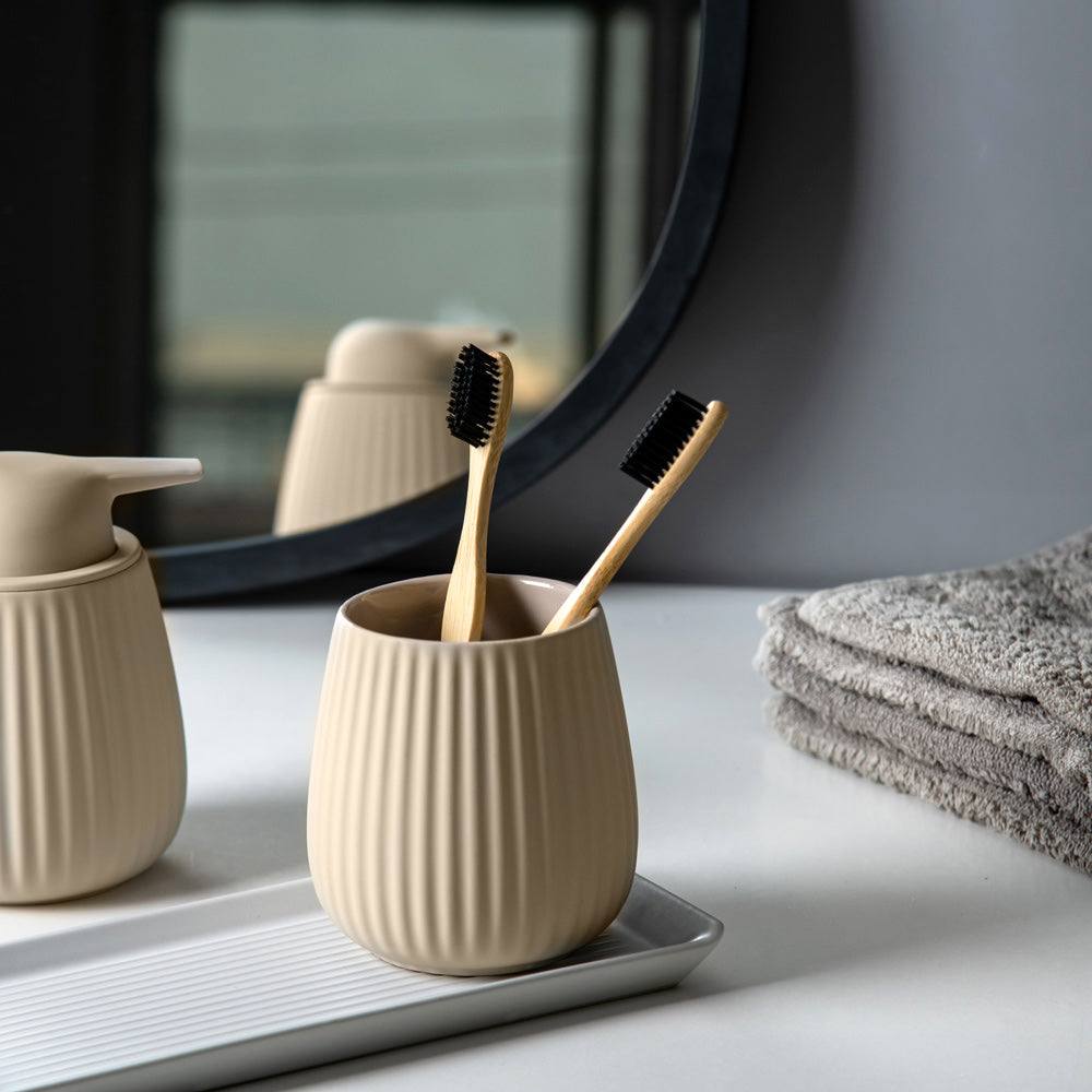 Kleine Wolke Groove Toothbrush Tumbler - Ivory