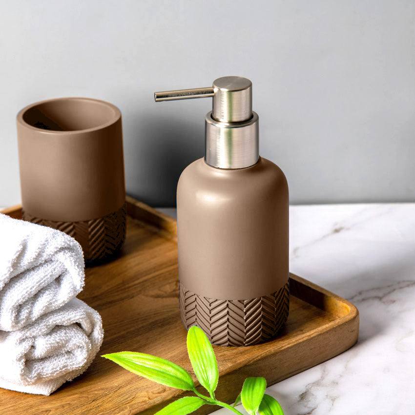 Kleine Wolke Herringbone Soap Dispenser - Dark Beige