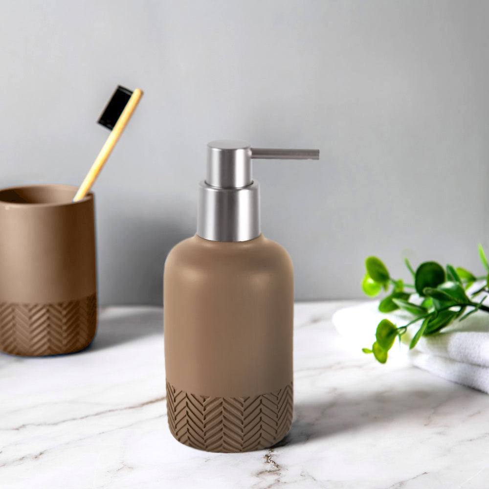 Kleine Wolke Herringbone Soap Dispenser - Dark Beige