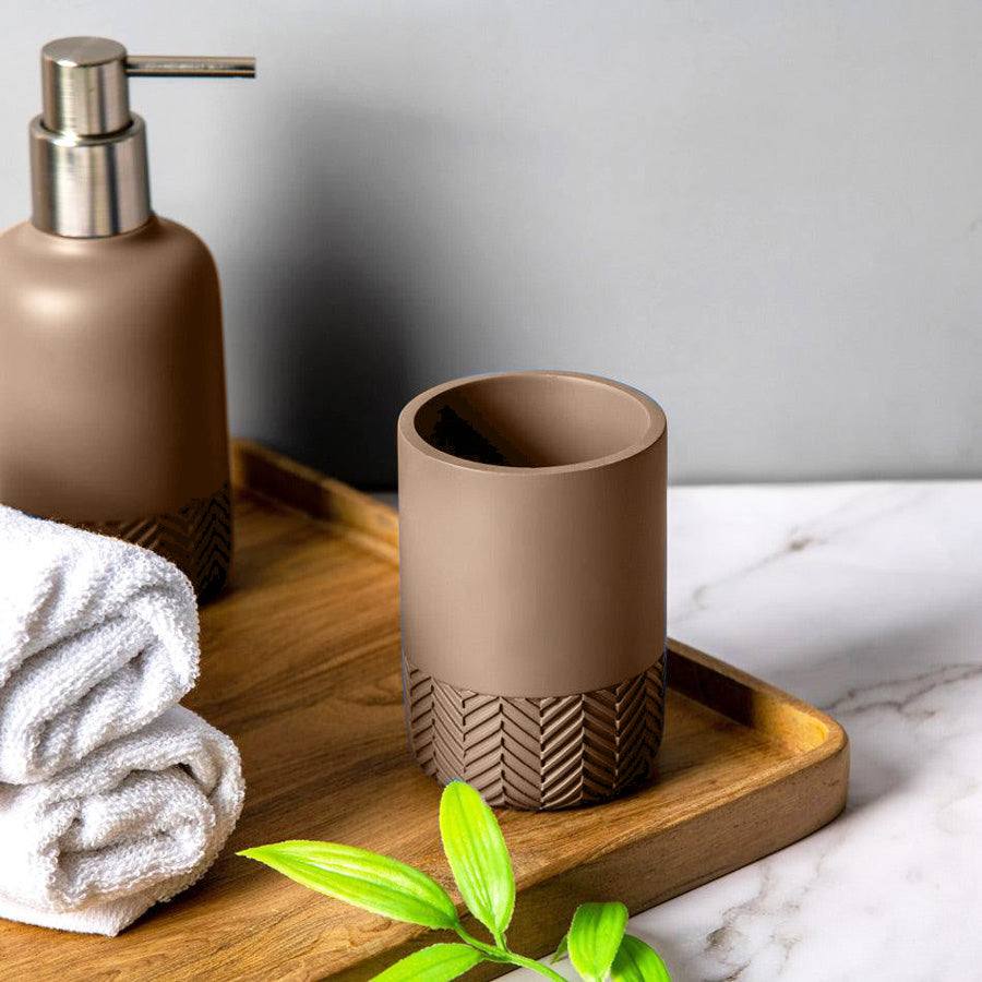 Kleine Wolke Herringbone Toothbrush Tumbler - Dark Beige