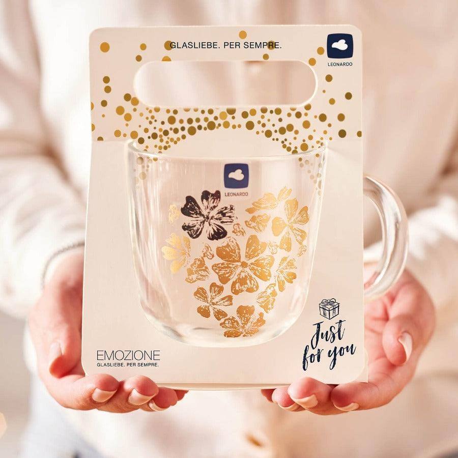 Leonardo Germany Emozione Glass Mug 400ml - Flower Heart