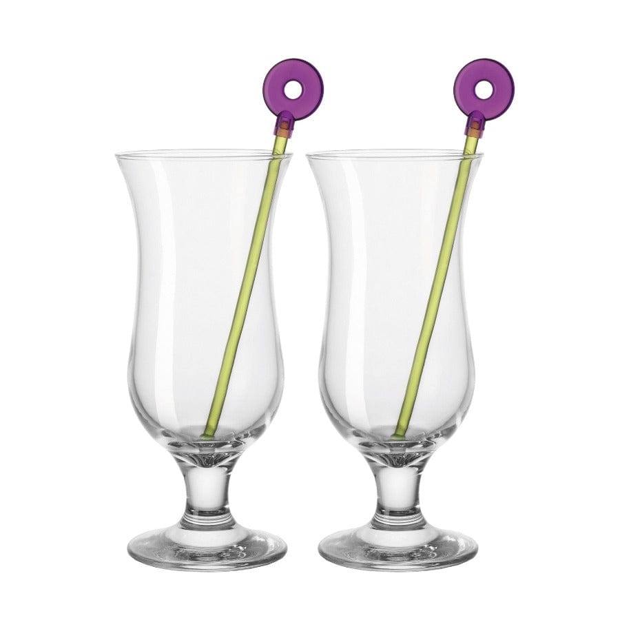 Leonardo Germany Hurricane Cocktail Glasses with Stirrers 450ml, Set of 2