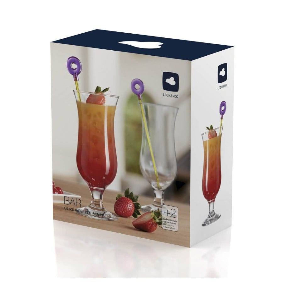 Leonardo Germany Hurricane Cocktail Glasses with Stirrers 450ml, Set of 2