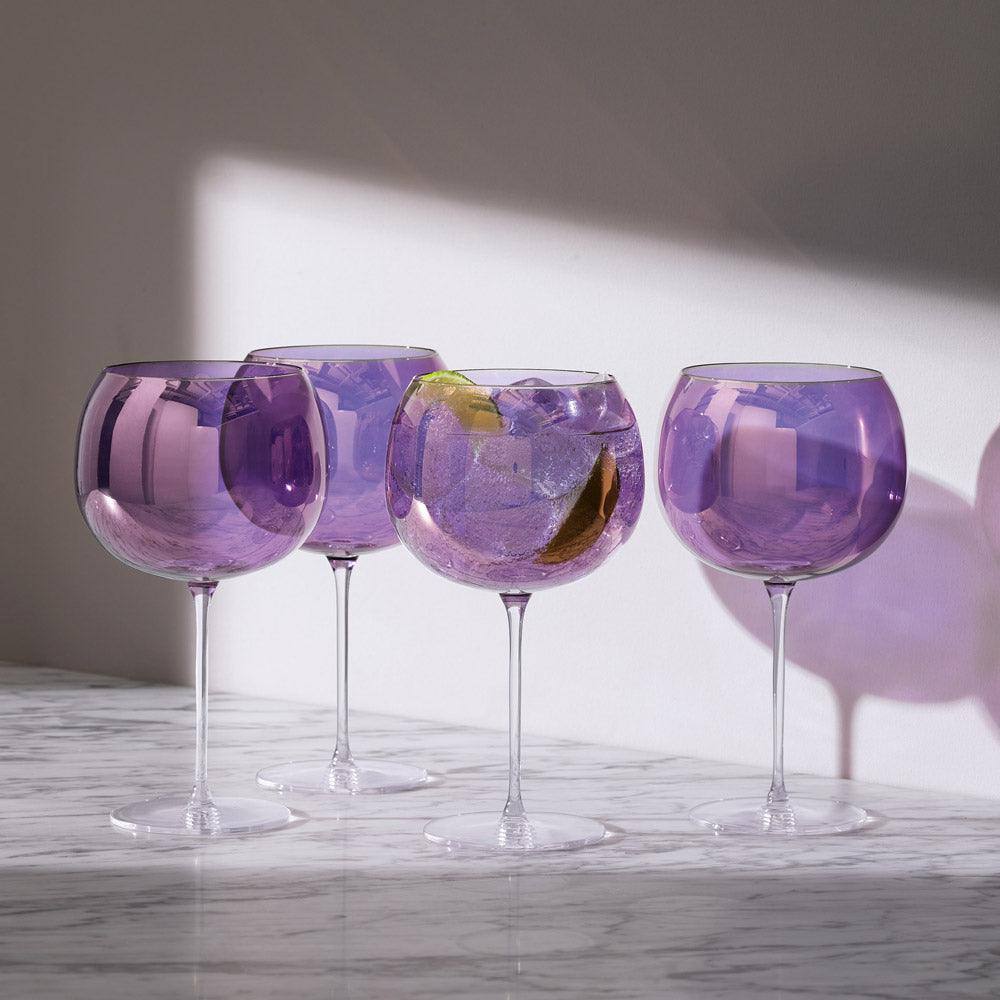 LSA International Aurora Balloon Glasses 680ml, Set of 4 - Polar Violet