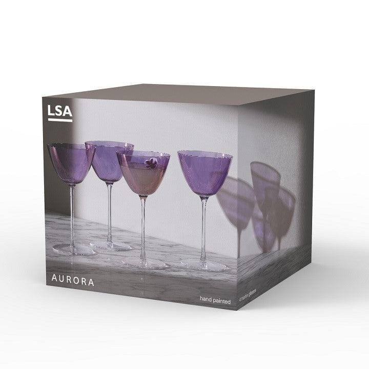 LSA International Aurora Martini Glasses 195ml, Set of 4 - Polar Violet