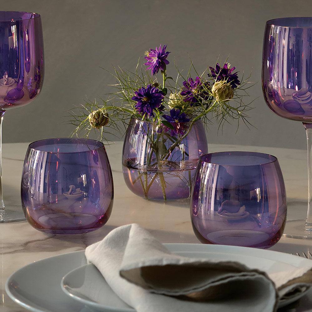 LSA International Aurora Stemless Glasses 370ml, Set of 4 - Polar Violet