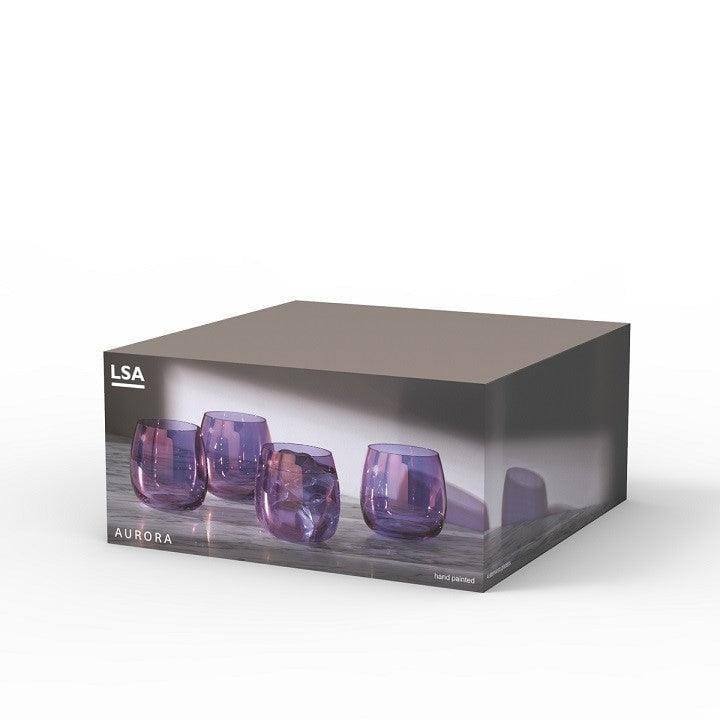 LSA International Aurora Stemless Glasses 370ml, Set of 4 - Polar Violet