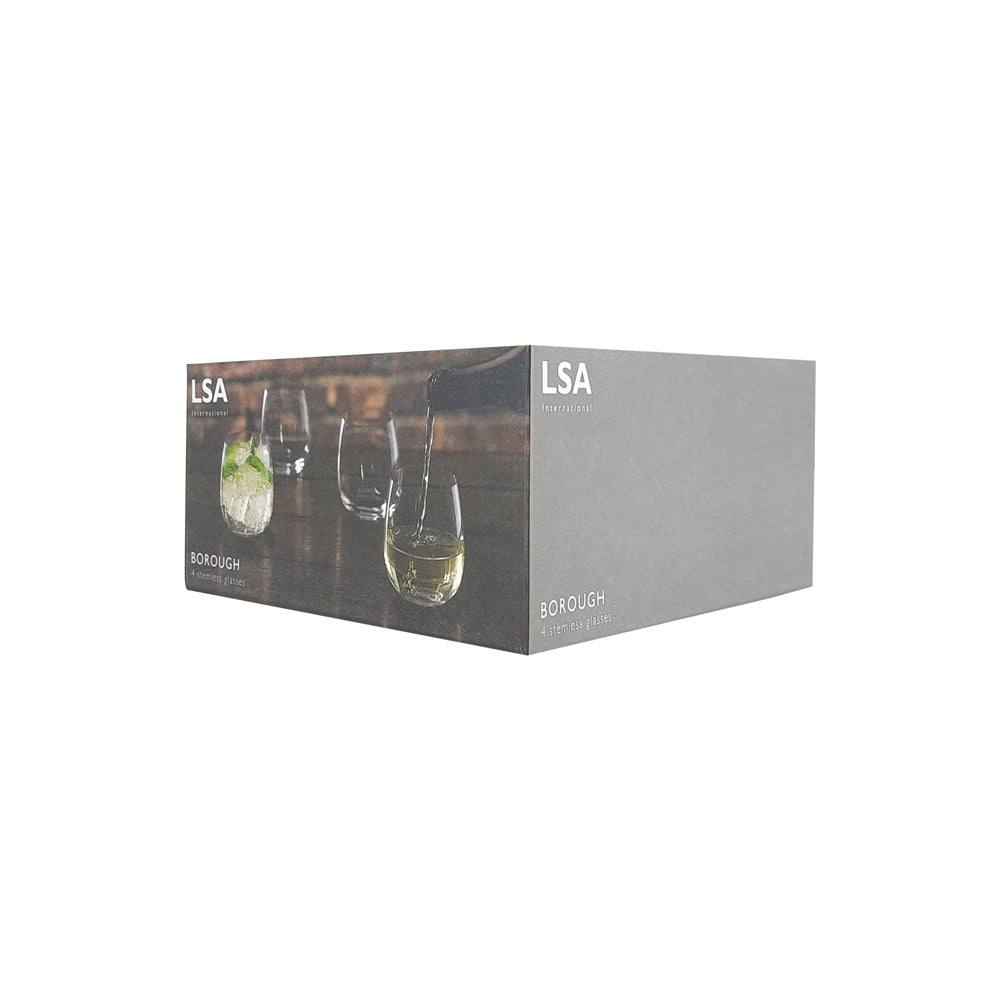 LSA International Borough Stemless White Wine Glasses 370ml, Set of 4