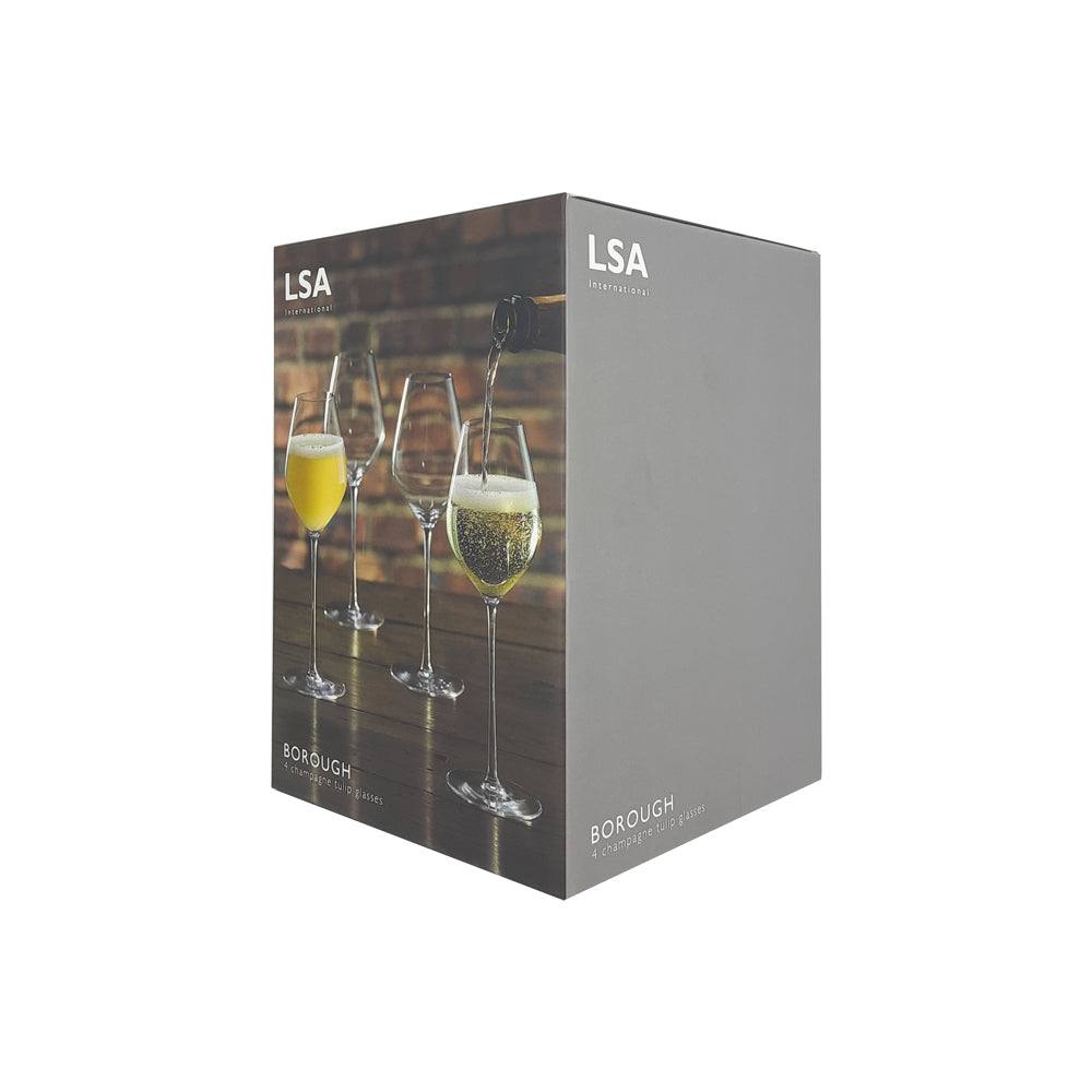 LSA International Borough Tulip Champagne Glasses 285ml, Set of 4