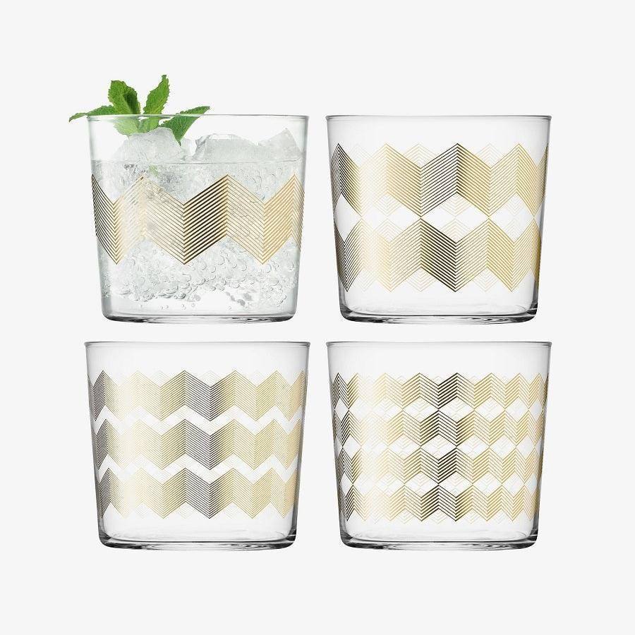 LSA International Chevron Tumblers 310ml, Set of 4 - Assorted Gold