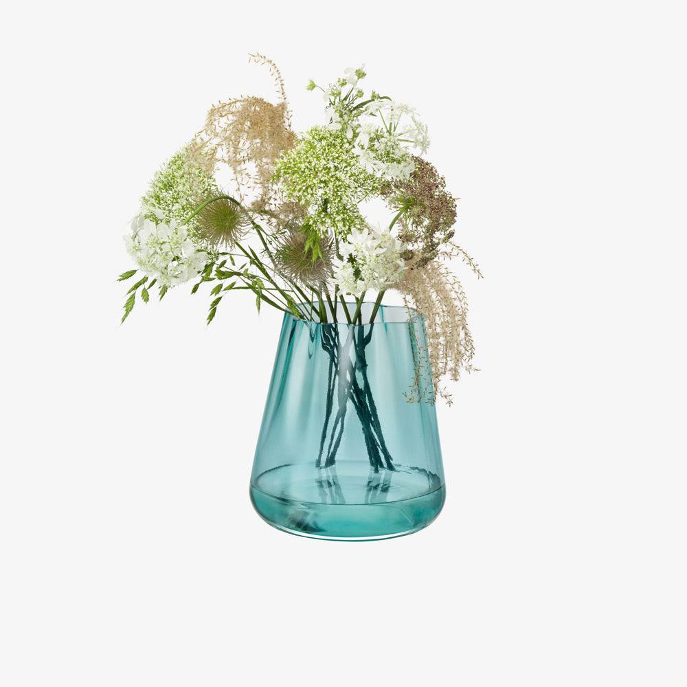 LSA International Lagoon Medium Glass Vase - Sea Green