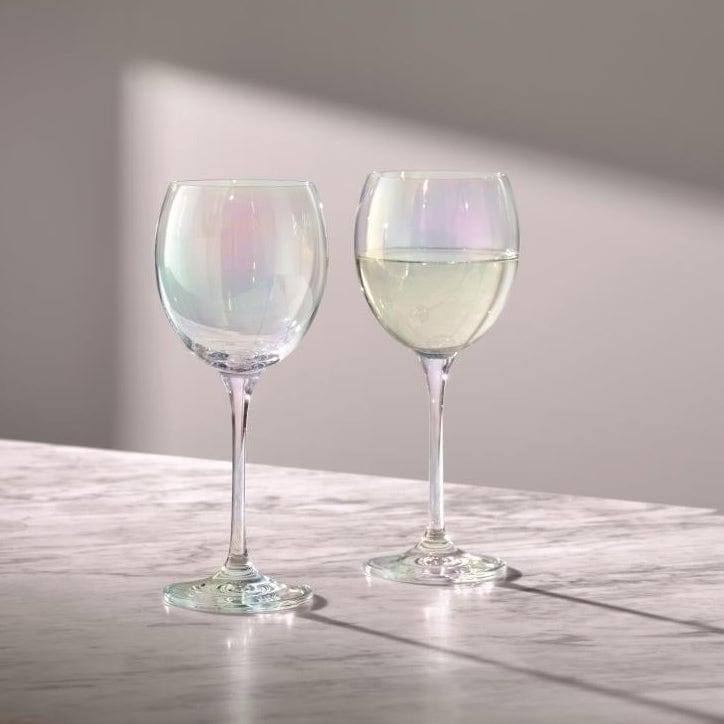 LSA International Polka Wine Glasses 400ml, Set of 2 - Mother of Pearl