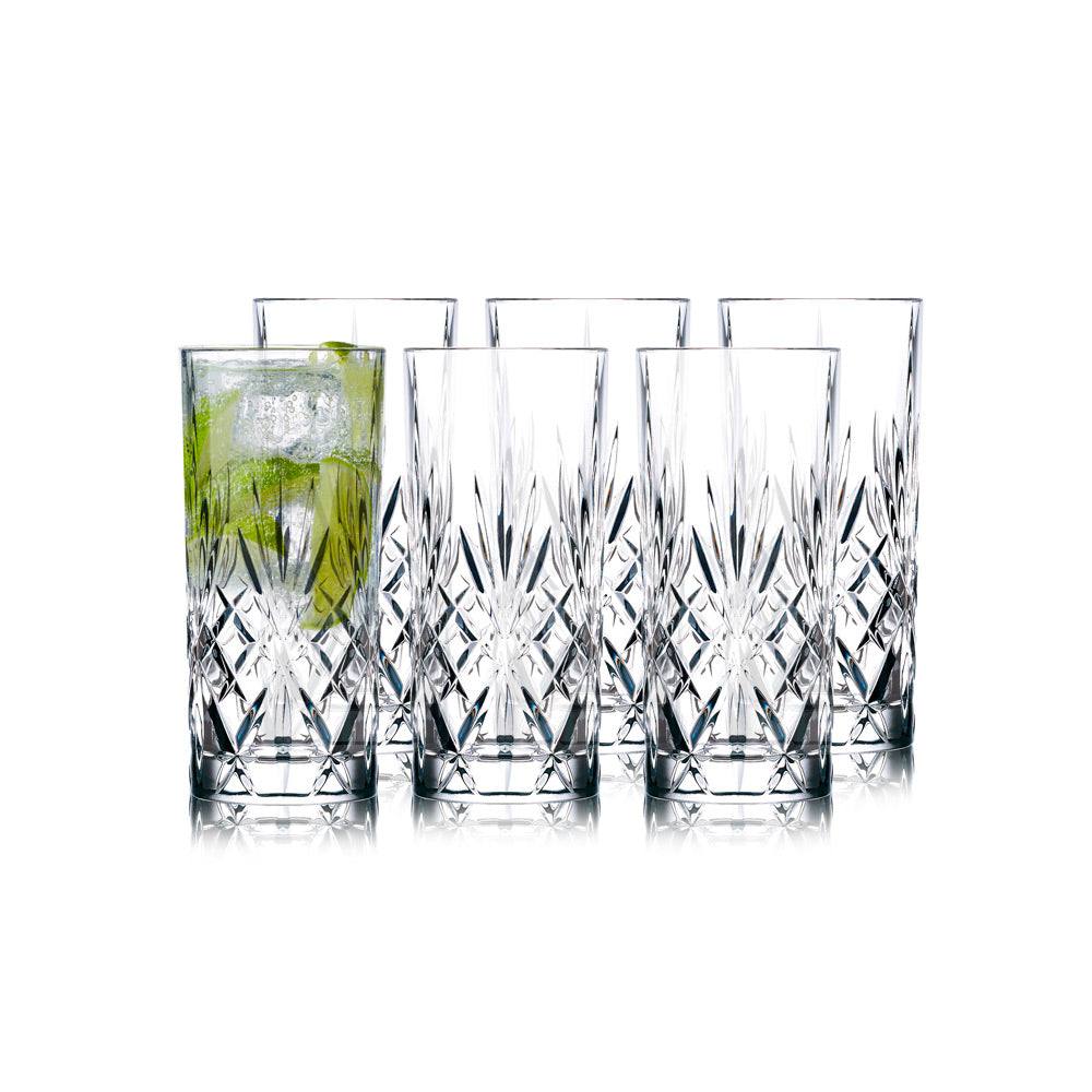 Lyngby Glas Melodia Crystal Highball Glasses 360ml, Set of 6