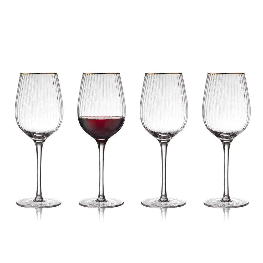 Lyngby Glas Palermo Gold Red Wine Glasses 400ml, Set of 4