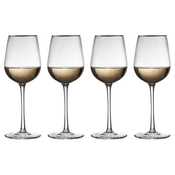 Lyngby Glas Palermo Gold White Wine Glasses 300ml, Set of 4