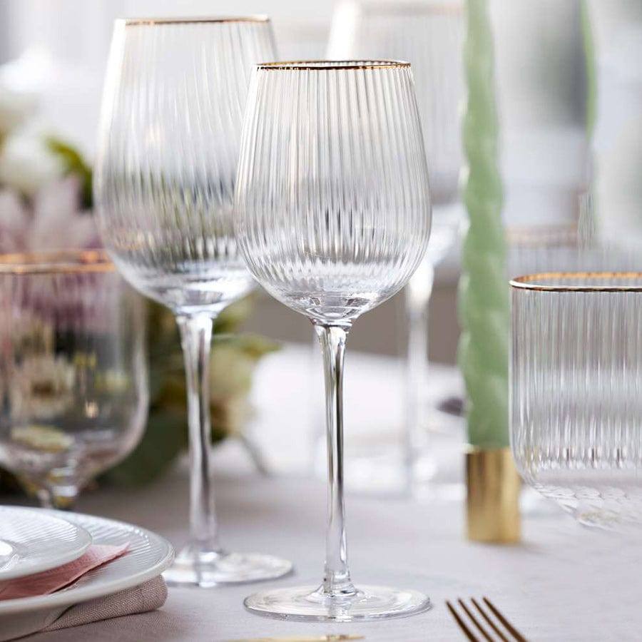 Lyngby Glas Palermo Gold White Wine Glasses 300ml, Set of 4