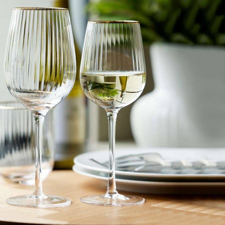 Lyngby Glas Palermo Gold White Wine Glasses 300ml, Set of 4