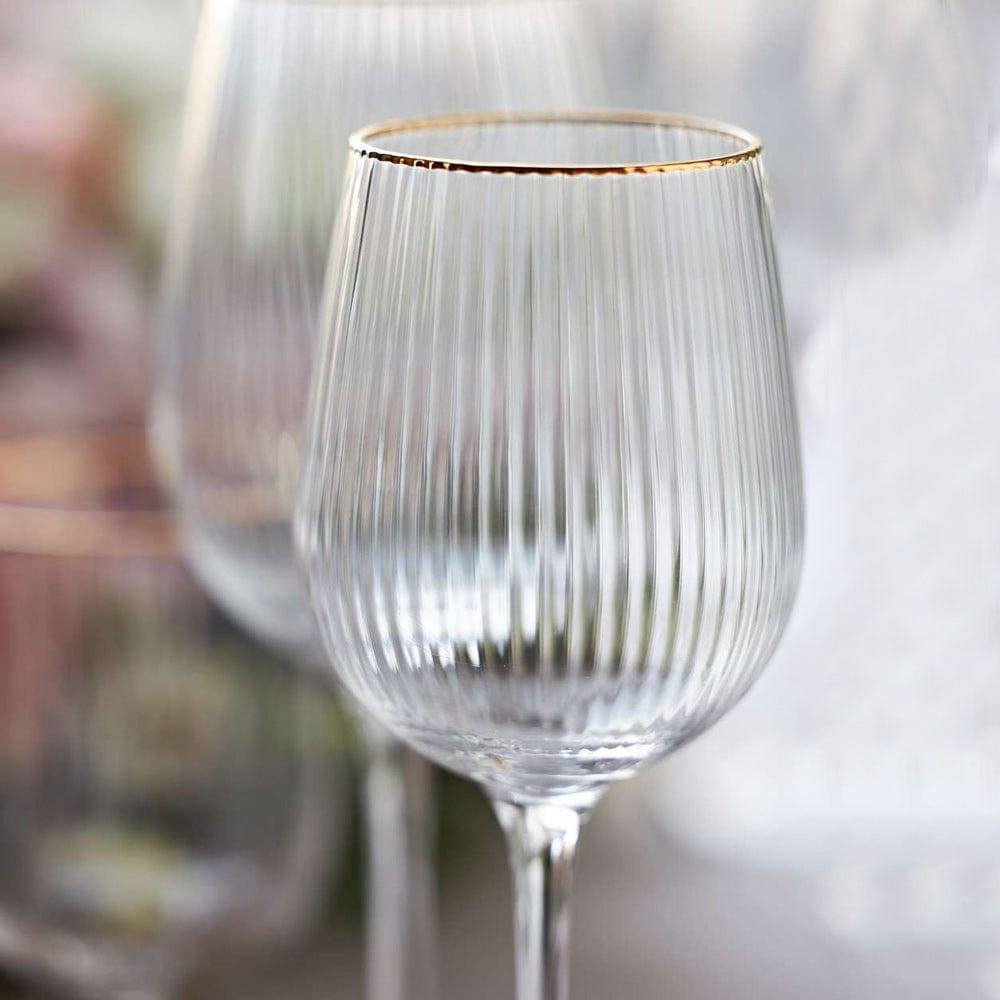 Lyngby Glas Palermo Gold White Wine Glasses 300ml, Set of 4