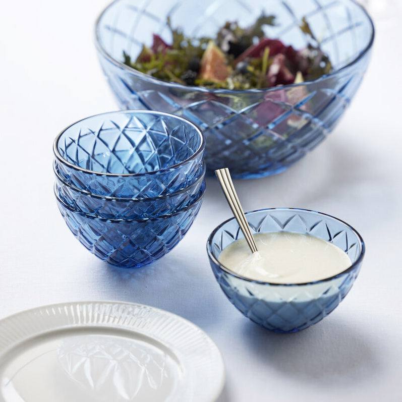 Lyngby Glas Sorrento Small Bowls, Set of 4 - Blue