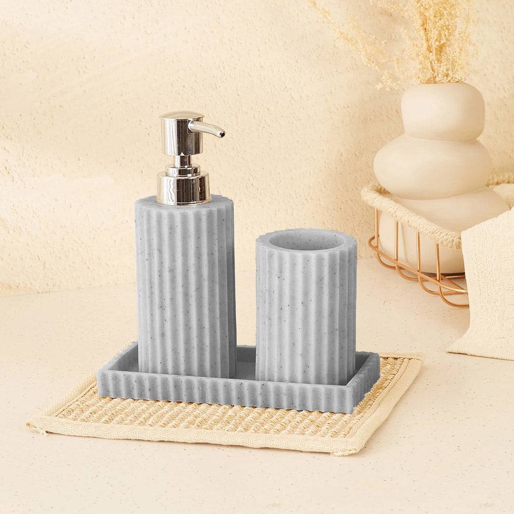 Mason Home Fluted Bathroom Set - Grey