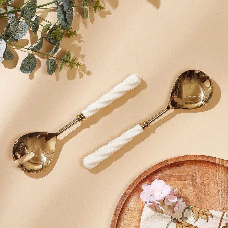 Mason Home Swirl Ivory Salad Server, Set of 2