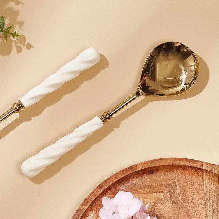 Mason Home Swirl Ivory Salad Server, Set of 2