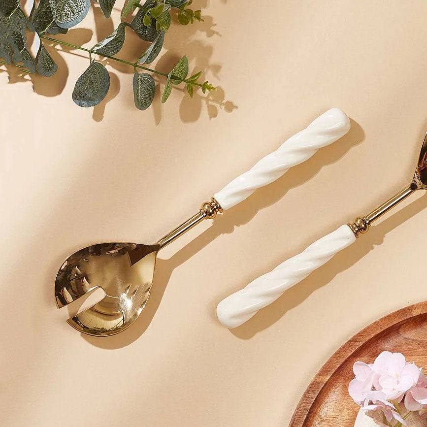 Mason Home Swirl Ivory Salad Server, Set of 2