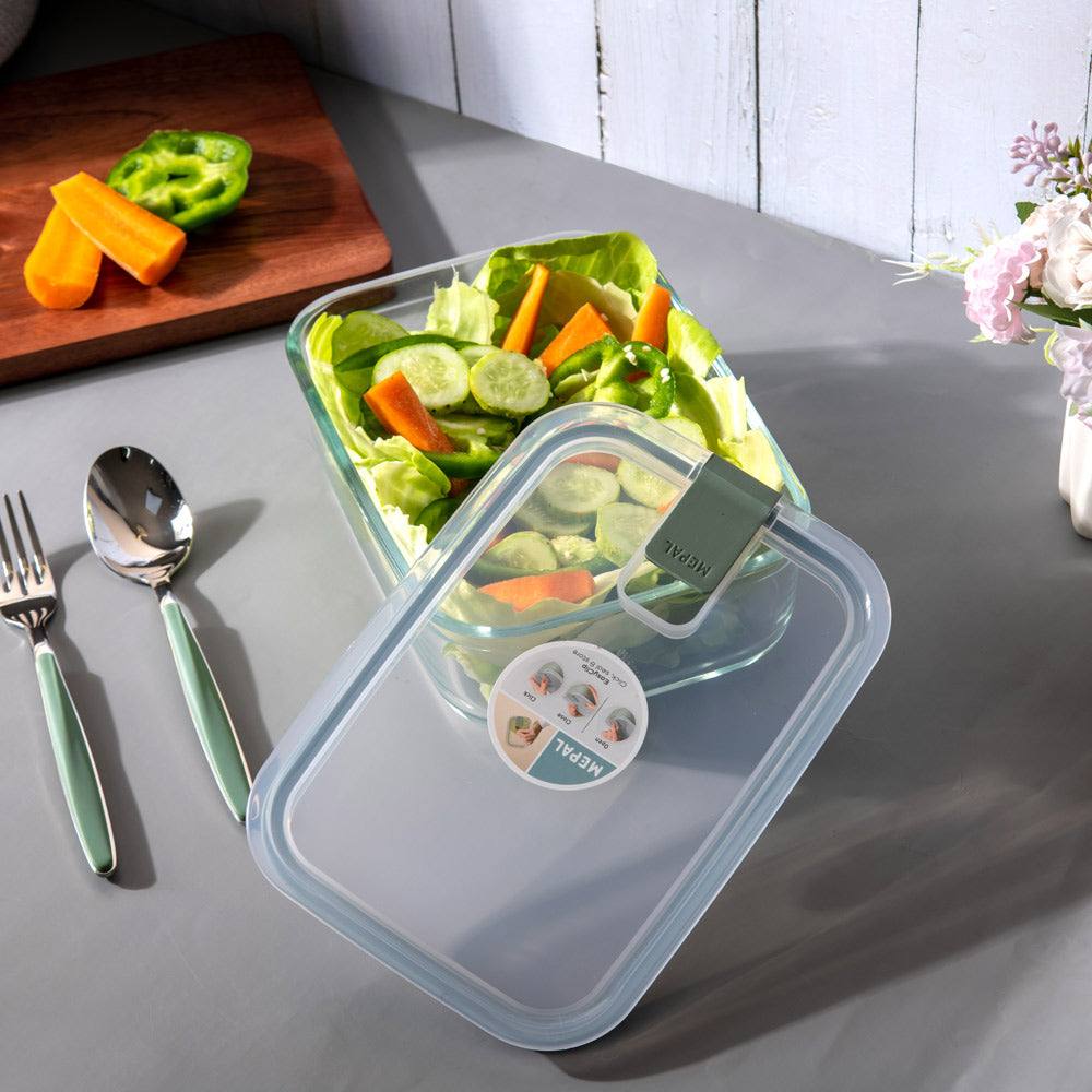 Mepal Netherlands EasyClip Glass Storage Box 1500ml - Nordic Sage