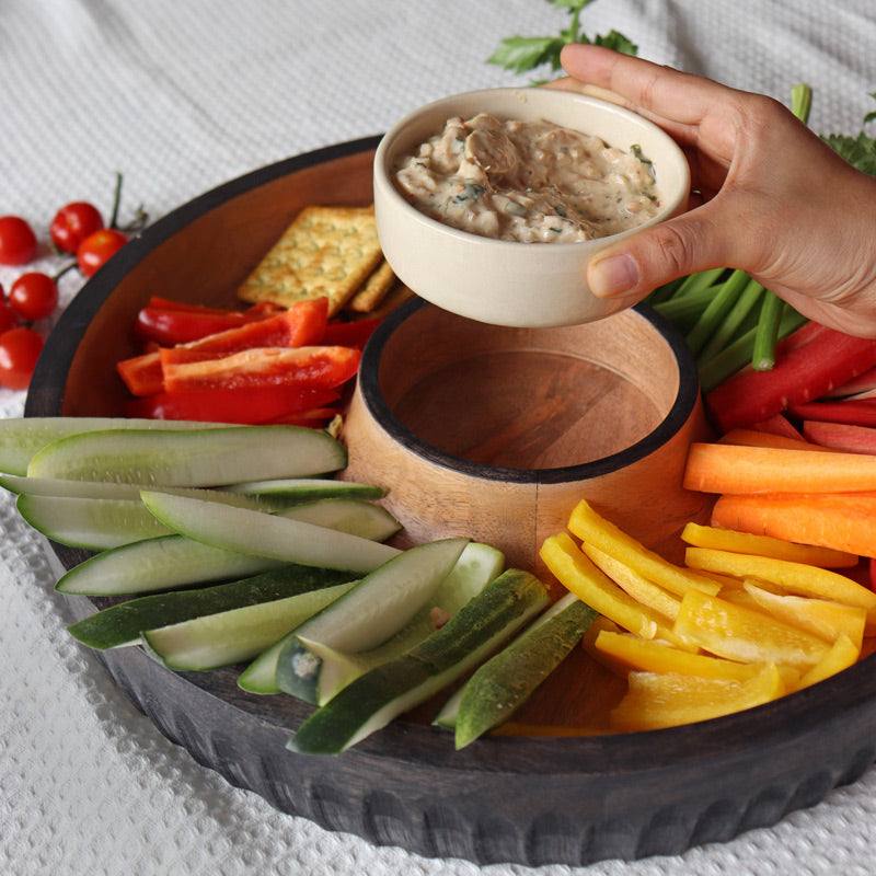 Muun Home Dual Tone Wooden Chip and Dip Platter Large