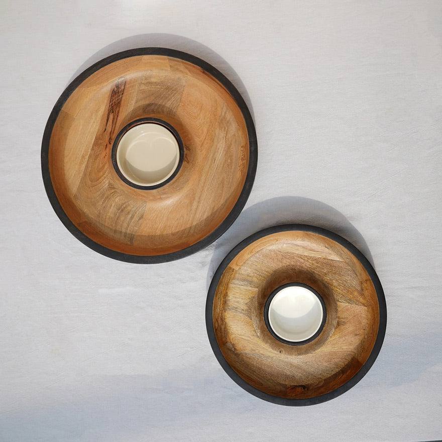 Muun Home Dual Tone Wooden Chip and Dip Platter Large