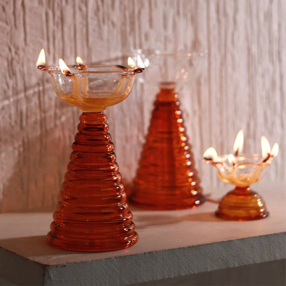 Muun Home Glass Diyas Gift Set - Amber