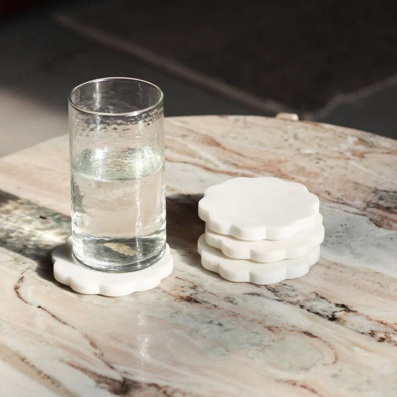 Muun Home Scallop Marble Coasters, Set of 4