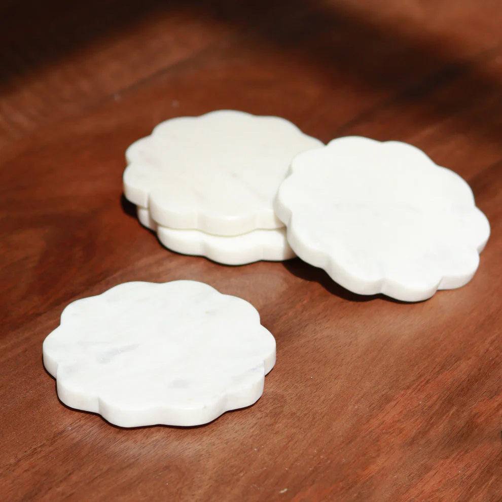 Muun Home Scallop Marble Coasters, Set of 4