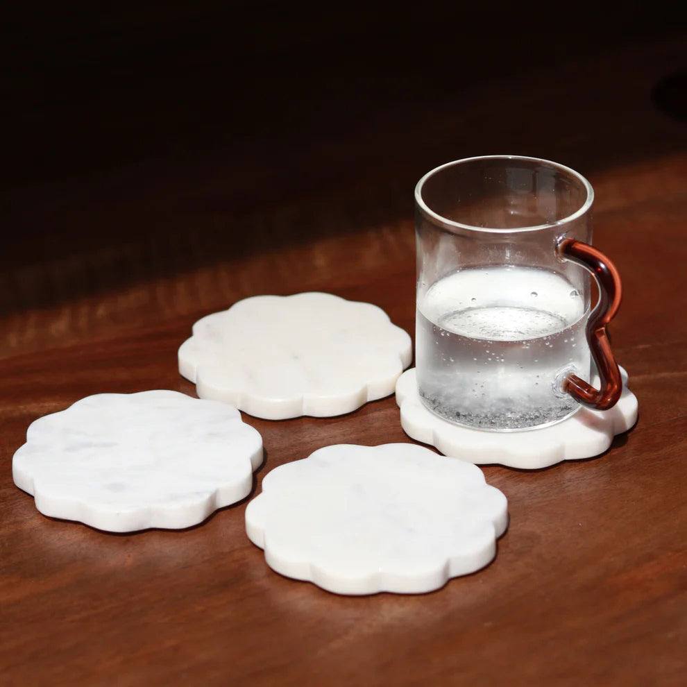 Muun Home Scallop Marble Coasters, Set of 4