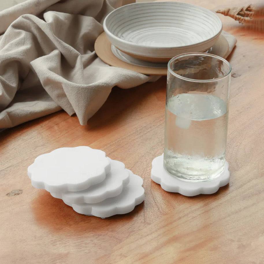 Muun Home Scallop Marble Coasters, Set of 4