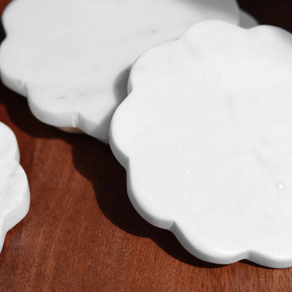 Muun Home Scallop Marble Coasters, Set of 4